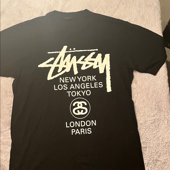 Stussy Black Tee with White City Graphics - Picture 1 of 3